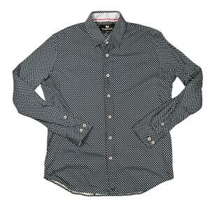 Buttercloth Long Sleeve Button Up Shirt Mens Large Regular Fit Blue Pattern